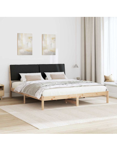 Struttura del Letto con testiera Marrone e nero 200 x 200 cm