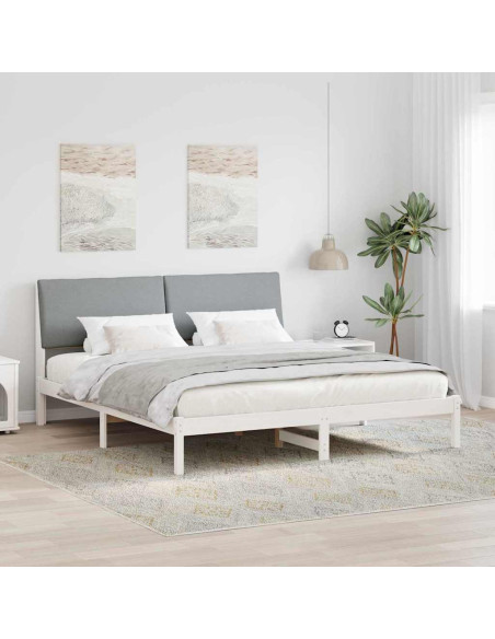 Struttura del Letto Bianco e grigio chiaro 200 x 200 cm