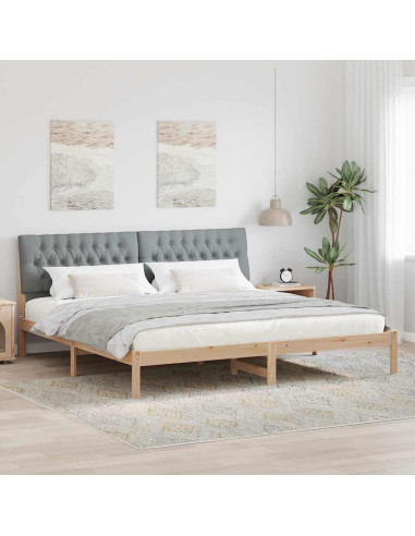 Letto con Testiera Rivestita con testiera Marrone 200 x 200 cm