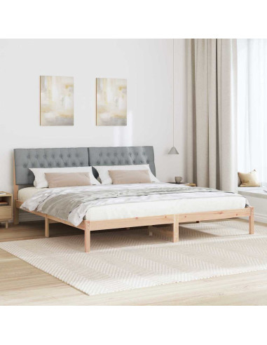 Letto con Testiera Rivestita con testiera Marrone 200 x 200 cm