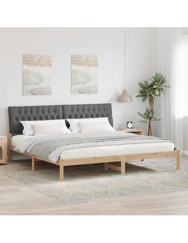 Letto con Testiera Rivestita con testiera Marrone 200 x 200 cm