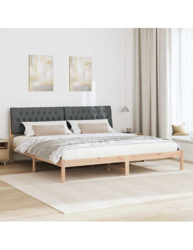 Letto con Testiera Rivestita con testiera Marrone 200 x 200 cm