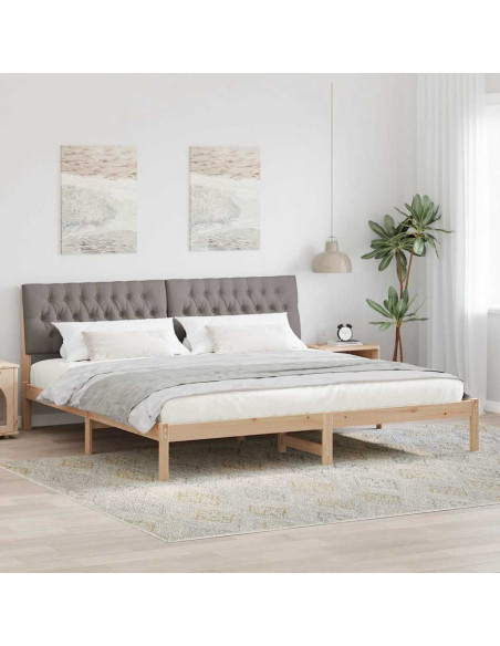 Letto con Testiera Rivestita con testiera Marrone 200 x 200 cm