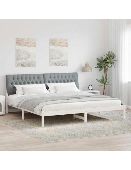 Letto con Testiera Rivestita con testiera Bianco 200 x 200 cm