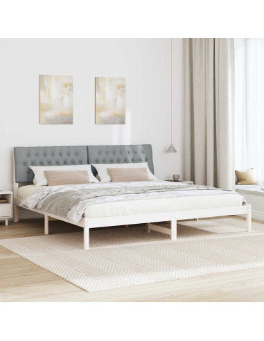 Letto con Testiera Rivestita con testiera Bianco 200 x 200 cm