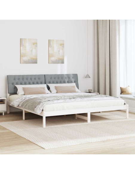 Letto con Testiera Rivestita con testiera Bianco 200 x 200 cm