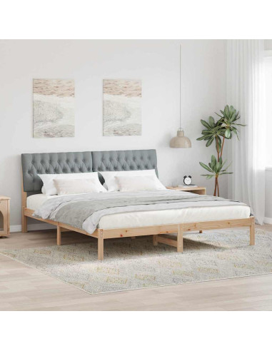 Letto con Testiera Rivestita con testiera Marrone 180 x 200 cm