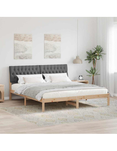 Letto con Testiera Rivestita con testiera Marrone 180 x 200 cm