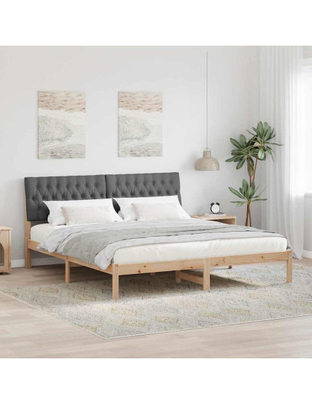 Letto con Testiera Rivestita con testiera Marrone 180 x 200 cm