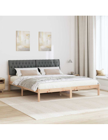 Letto con Testiera Rivestita con testiera Marrone 180 x 200 cm