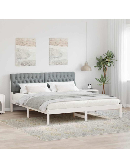 Letto con Testiera Rivestita con testiera Bianco 180 x 200 cm