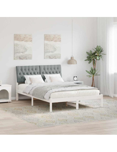 Letto con Testiera Rivestita con testiera Bianco 160 x 200 cm