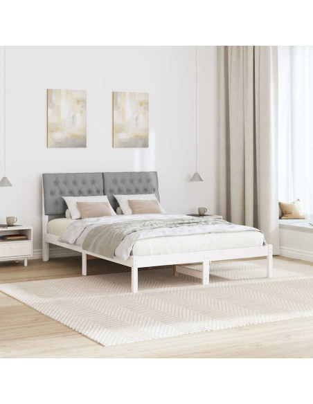 Letto con Testiera Rivestita con testiera Bianco 160 x 200 cm