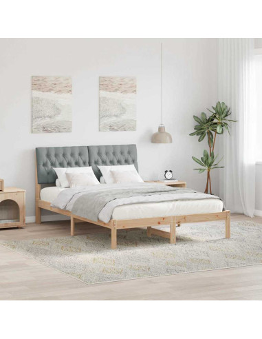 Letto con Testiera Rivestita con testiera Marrone 150 x 200 cm