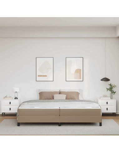 Letto con materasso Cappuccino 200 x 200 cm Pelle sintetica