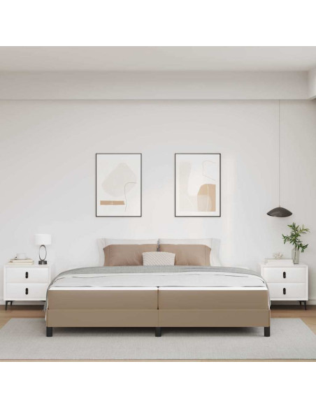 Letto con materasso Cappuccino 200 x 200 cm Pelle sintetica