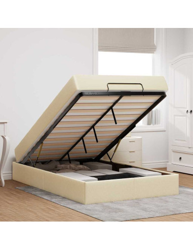 Struttura del letto con materasso Crema 120 x 190 cm Tessuto