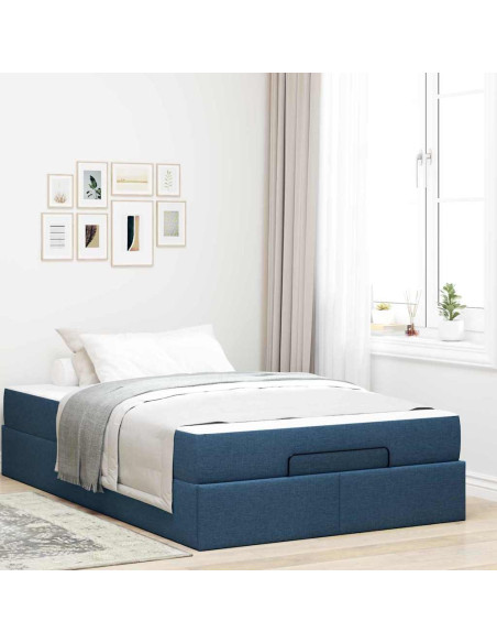 Struttura del letto con materasso Blu 120 x 190 cm Tessuto