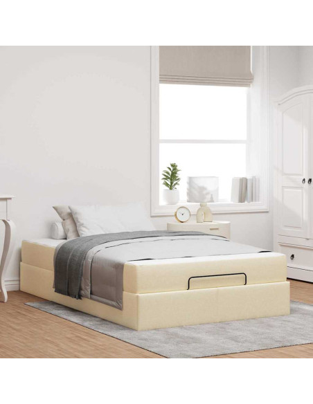 Struttura del letto con materasso Crema 120 x 200 cm Tessuto