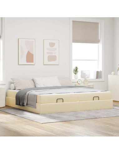 Struttura del letto Crema 200 x 200 cm Tessuto