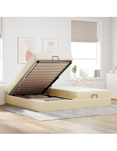 Struttura del letto Crema 200 x 200 cm Tessuto