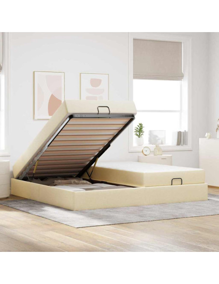 Struttura del letto Crema 200 x 200 cm Tessuto