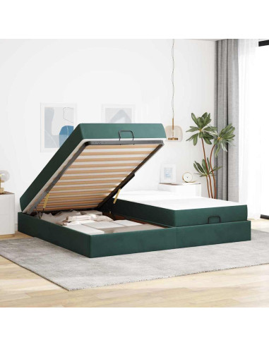 Struttura del letto Verde scuro 200 x 200 cm Velluto