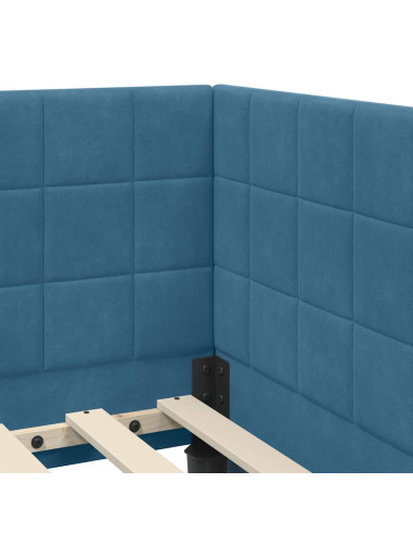 Cornice del letto ad angolo Blu 80 x 200 cm Velluto