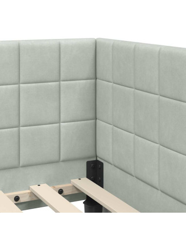 Cornice del letto ad angolo Grigio chiaro 80 x 200 cm Velluto