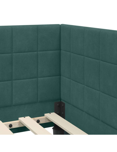 Cornice del letto ad angolo Verde scuro 80 x 200 cm Velluto