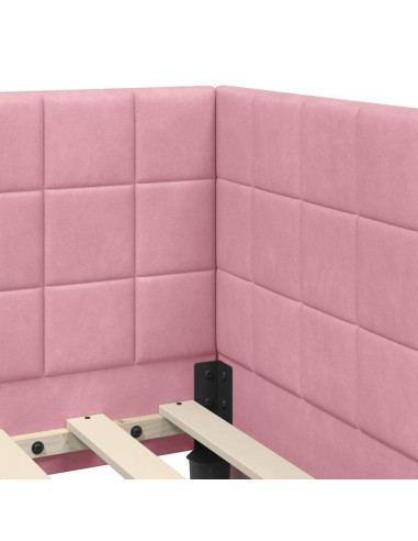 Cornice del letto ad angolo Rosa 80 x 200 cm Velluto