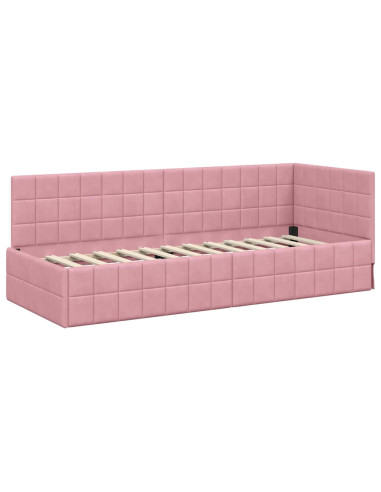 Cornice del letto ad angolo Rosa 80 x 200 cm Velluto