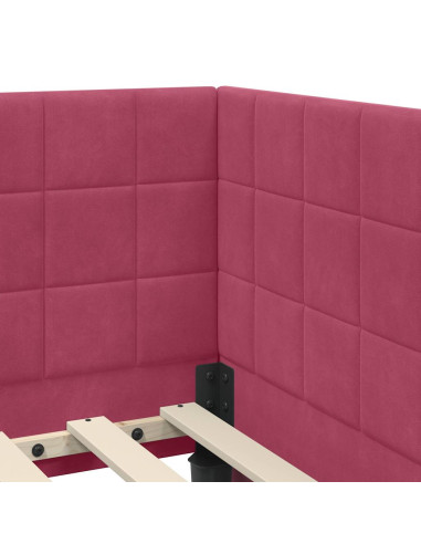 Cornice del letto ad angolo Rosso vino 80 x 200 cm Velluto