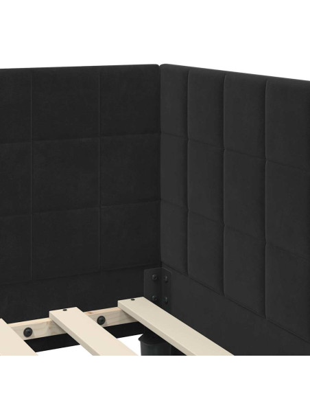 Cornice del letto ad angolo Nero 80 x 200 cm Velluto