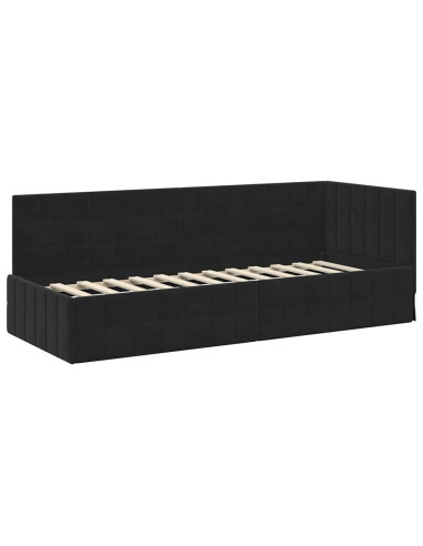 Cornice del letto ad angolo Nero 80 x 200 cm Velluto