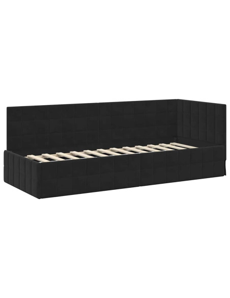 Cornice del letto ad angolo Nero 80 x 200 cm Velluto