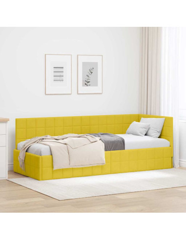 Cornice del letto ad angolo Giallo 80 x 200 cm Velluto