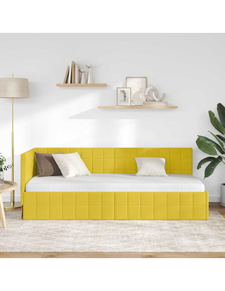 Cornice del letto ad angolo Giallo 80 x 200 cm Velluto