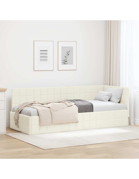 Cornice del letto ad angolo Crema 80 x 200 cm Velluto