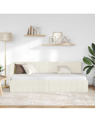 Cornice del letto ad angolo Crema 80 x 200 cm Velluto