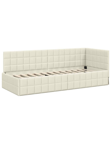 Cornice del letto ad angolo Crema 80 x 200 cm Velluto