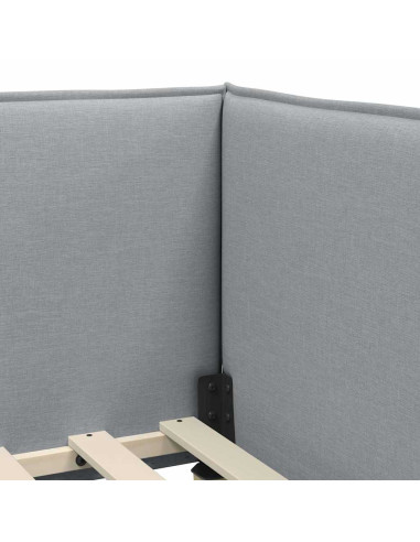 Cornice del letto ad angolo Grigio chiaro 80 x 200 cm Tessuto