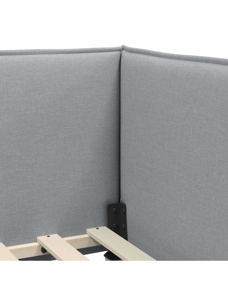 Cornice del letto ad angolo Grigio chiaro 80 x 200 cm Tessuto