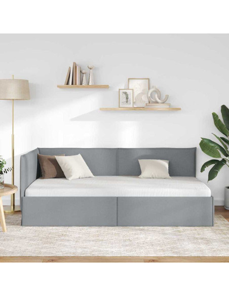 Cornice del letto ad angolo Grigio chiaro 80 x 200 cm Tessuto