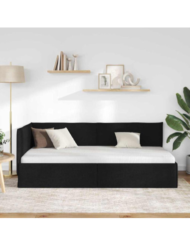 Cornice del letto ad angolo Nero 80 x 200 cm Tessuto