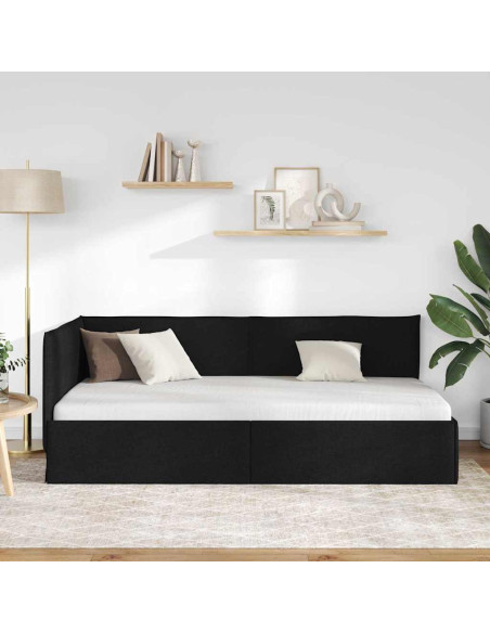 Cornice del letto ad angolo Nero 80 x 200 cm Tessuto