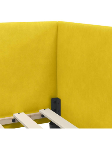 Cornice del letto ad angolo Giallo 90 x 190 cm Velluto