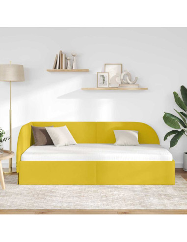 Cornice del letto ad angolo Giallo 90 x 190 cm Velluto
