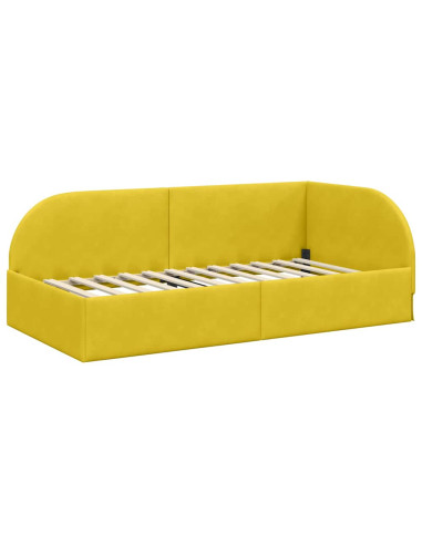 Cornice del letto ad angolo Giallo 90 x 190 cm Velluto