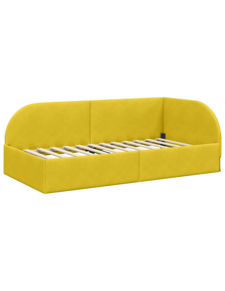 Cornice del letto ad angolo Giallo 90 x 190 cm Velluto